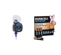 Aqua Control C4099O Programmatore d'irrigazione da giardino, per tutti i tipi di rubinetti, apertura a 0 bar. Vecchio C4099N + Duracell Optimum confezione da 4 AAA