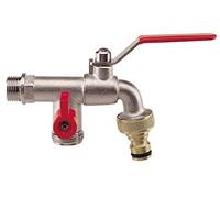Aqua Control C6358 Rubinetto Doppio da Giardino per Fornire Acqua di irrigazione in Tutti i Tipi di Cortili, terrazze, Serre, ECC., Cromato, 7 x 17 x 3,5 cm