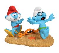 Smurfs AquaDella Aqua della, Figura dei Puffi attaccati da Un Granchio, Molto dettagliata e Realizzata in Resina Poliestere, atossica e a PH Neutro, per acquari d'Acqua Dolce e Marina