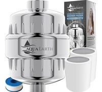 Aqua Earth 15 Stage Shower Filter with Vitamin C Shower Filters for Hard Water Unique Coconut Shell Activated Carbon Technology | Best Removes Chlorine Fluoride Heavy Metals & Other Sediments