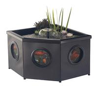 Aqua Garden Raised Window Pond Corner Mocha | laghetto Alto con Finestra di Vista, Pompa e Filtro, Cesto per Piante, Gioco d'Acqua | Elegante Stagno angolare per Giardino, terrazza e Cortile