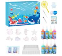 Aqua Gel Pets Kit - Ocaen Themed DIY Gel Creatures, Squeeze Mold Toy Set for Little Artists Learning Skills Crafting Handmade Aquarium Figures slimee Style Hobby | Holiday Giftz Toddlerz PlayDates Fun