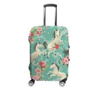 Aqua Green Horse Floral Travel Luggage Cover Lavabile Anti-Graffio Bagaglio Valigia Protector, Stile:, L