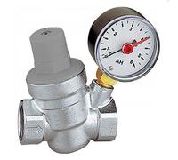 AQUA HEATING Regolatore di Pressione dell'acqua 1/2'' con Manometro e Dispositivo di Misurazione con Filtro a Maglia Valvola Riduttrice di Pressione Regolabile in Ottone Membrana NBR