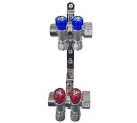 AQUA HEATING Set Collettore Acqua Riscaldamento PEX 1” x 16 mm Distributore D'Acqua In Ottone Nichelato Con Mini Valvole Integrate Fascio Distributore Blu 2 Circuiti Rosso 2 Circuiti H2541B2R2