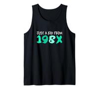 Aqua Light Teal Just A Kid From 198X Light Teal Aqua Graphic Canotta