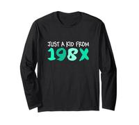 Aqua Light Teal Just A Kid From 198X Light Teal Aqua Graphic Maglia a Manica