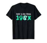 Aqua Light Teal Just A Kid From 198X Light Teal Aqua Graphic Maglietta