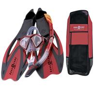 Aqua Lung Proflex x Set Aqualung Rosso Silicone Maschera Pinne Abc Boccaglio +