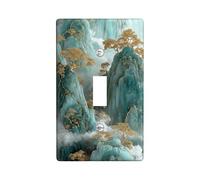 Aqua Mountain, piastra di copertura per interruttore della luce, eleganti picchi color foglia di tè per decorazioni domestiche, piastre da parete in materiale termoplastico, dimensioni standard a