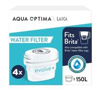 Aqua Optima Evolve+ - Cartucce filtranti per acqua, confezione da 4, compatibili con caraffe Brita e alternativa per filtri Maxtra*, riduce calcare, cloro e altre impurità