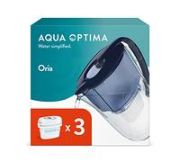 Aqua Optima Oria - Caraffa filtrante per acqua, 3 cartuccia filtrante Evolve+, capacità 2,8 l, per ridurre microplastiche, cloro, calcare e impurità, colore: blu