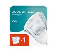 Aqua Optima Oria Caraffa Filtro Acqua e Cartucce Filtro Acqua 1 x 30 Giorni Evolve+, capacità 2,8 litri, per Riduzione di Microplastiche, Cloro, Calcare e Impurità, Bianco