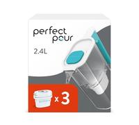 Aqua Optima Perfect Pour Caraffa Filtro Acqua e Cartucce Filtro Acqua 3 x 30 Giorni Evolve+, capacità 2,4 litri, per Riduzione di Microplastiche, Cloro, Calcare e Impurità, color tè blu
