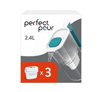 Aqua Optima Perfect Pour Caraffa Filtro Acqua e Cartucce Filtro Acqua 3 x 30 Giorni Evolve+, capacità 2,4 litri, per Riduzione di Microplastiche, Cloro, Calcare e Impurità, Blu