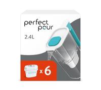 Aqua Optima Perfect Pour Caraffa Filtro Acqua e Cartucce Filtro Acqua 6 x 30 Giorni Evolve+, capacità 2,4 litri, per Riduzione di Microplastiche, Cloro, Calcare e Impurità, color tè blu