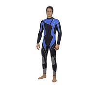 Aqua Polo Manta Ray - Muta da uomo, per immersioni subacquee, in neoprene SC da 3 mm, super elasticizzata a 4 vie, guarnizioni per collo e caviglia (nero/blu, S alto)