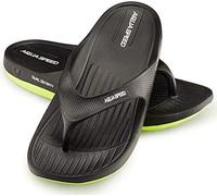 Aqua Speed ALCANO Sandali da Bagno | Uomini | Donne | Separatori per Dita dei Piedi Antiscivolo | Sandali da Doccia | ALCANO - Nero | Taglia: 42