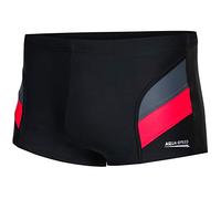 Aqua Speed Aron Costume da Bagno Corto Elastico para Uomo | Calzoncini da Bagno | UV-Protection | 03. Nero/Grigio/Rosso | Taglia: L