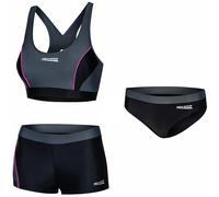 Aqua Speed Fiona Ladies Tankini | 2 Pezzi | Resistente al Cloro e Crema Solare/Olio | 13. Set Nero - Grigio - Rosa + Pantaloni da Bikini | Taglia: 36