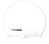 Aqua-Speed Mega Silicone S - Cuffia da Nuoto da Uomo, Uomo, Cuffia da Piscina, 5908217635433, Bianco, Taglia Unica