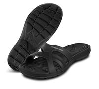 Aqua Speed Set spa da donna | scarpe da bagno leggere taglia 39 + asciugamano in microfibra | sandali da doccia elastici alla moda nero | modello Panama | Comfort in piscina