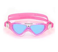 Aqua Sphere Vista Junior, occhialini da nuoto per bambini, vestibilità come una maschera, comodi, ipoallergenici, a prova di perdite, sistema di fibbia Quick Fit, unisex, lenti blu, montatura rosa