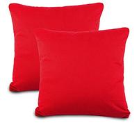aqua-textil Classic Line - Federa per cuscino, set di 2 pezzi, 60 x 60 cm, colore: Rosso rubino in cotone, federa per cuscino con cerniera in jersey