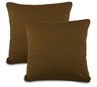 aqua-textil Classic Line - Set di 2 federe 40 x 60 cm, colore marrone scuro, in cotone, con cerniera, in jersey