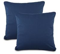 aqua-textil Classic Line - Set di 2 federe per cuscino, 40 x 90 cm, in cotone, colore blu scuro
