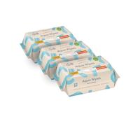 Aqua Wipes - Salviette per il viso asciutte, biodegradabili, senza plastica, salviette usa e getta struccanti, in morbido cotone ruvido, adatte alla pelle e al bambino, 240 salviette, confezione da 80