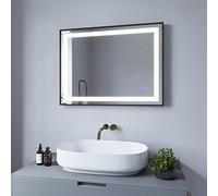 AQUABATOS® SAUTENS Serie 80 x 60 cm LED Specchio da bagno da parete con illuminazione, interruttore touch dimmerabile, temperatura di colore bianco freddo 6400 K, bianco caldo 3000 K,