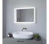 AQUABATOS® Specchio da bagno, 70 x 50 cm, con illuminazione, LED touch, luce bianca fredda, 6400 K, dimmerabile, anti-appannamento