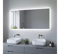AQUABATOS Specchio da bagno con illuminazione, 140 x 70 cm, a risparmio energetico, interruttore touch, dimmerabile + bianco freddo 6400 K + bianco caldo 3000 K + riscaldamento a specchio + IP44 + CE