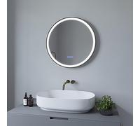 AQUABATOS® Specchio da bagno con illuminazione, rotondo, 60 cm, nero, cornice a LED, specchio da parete senza appannamento, 3 colori di luce, dimmerabile, interruttore touch per interruttore da parete