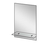 AQUABATOS Specchio da bagno con ripiano, nero opaco, senza luce, illuminazione 50 x 70 cm, specchio da parete per bagno, specchio da bagno, specchio da appendere, rettangolare, telaio in alluminio