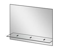 AQUABATOS Specchio da bagno con ripiano, nero opaco, senza luce, illuminazione 80 x 60 cm, specchio da parete per bagno, specchio da bagno, specchio da appendere, rettangolare, telaio in alluminio