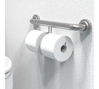 AquaChase ADA Compliant Grab Bar con porta carta igienica (2 Mega Rotoli), 226,8 kg, supporto peso 1-1/4 x 40,6 cm per montaggio a prigioniera, nichel spazzolato