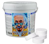 Aquaclear - Cloro Multifuzione in Pastiglie da 200gr per piscine secchiello da 5kg - 100% Qualità Italiana