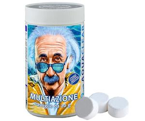 Aquaclear - Cloro Multifuzione in Pastiglie da 20gr per piscina o spa barattolo da 1kg - 100% Qualità Italiana