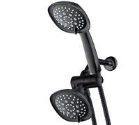 AquaDance Combinazione doccia a doppia testa ad alta pressione con 48 impostazioni quadrate. Tubo extra lungo in acciaio inox da 182,9 cm, deviatore di flusso a 3 vie, finitura bronzo lucidato a olio