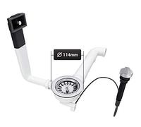 AQUADE 72108-AQ, Ø 114 mm, valvola a pestello, azionamento a rotazione, Cestello per filtro, scolapiatti, eccentrico, troppopieno, 114mm