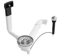 Aquade Valvola a cestello 114 mm - cestello per lavello - sifone - set per lavello da cucina - scarico lavello - modello: cavo Bowden + creatore di stanze + troppopieno standard