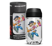 Aquafigure, Borraccia Riutilizzabile, Senza BPA, Borraccia e Figurina 3D Lavabili in Lavastoviglie, Personalizzabile con Figurine 3D Tematiche (Emoji, Dinosauri e altro) - Capacità 330 ml, Colore Nero