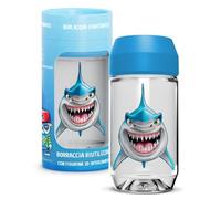 Aquafigure, Borraccia Riutilizzabile, Senza BPA, Borraccia e Figurina 3D Lavabili in Lavastoviglie, Personalizzabile con Figurine 3D Tematiche (Emoji, Dinosauri e altro) - Capacità 330 ml - Colore Blu