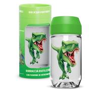 Aquafigure, Borraccia Riutilizzabile, Senza BPA, Borraccia e Figurina 3D Lavabili in Lavastoviglie, Personalizzabile con Figurine 3D Tematiche (Emoji, Squali e altro) - Capacità 330 ml - Colore Verde