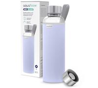 Aquafloow Borraccia con Custodia 700 ml, in Vetro borraccia acqua Borosilicato Trasparente con Coperchio Protettivo e Tappo a Vite, Ideale per Lavoro, Scuola, Fitnes - Violet