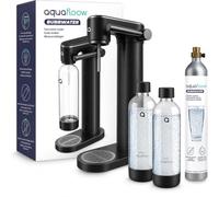 AquaFloow Gasatore per acqua nero con bombola CO2 e 2 bottiglie da 0,8 l | Per acqua fredda, senza elettricità, con livello di gasatura regolabile secondo i tuoi gusti, a casa oppure in ufficio.