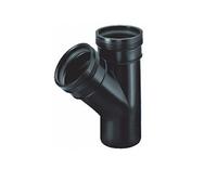 AQUAFORTE Raccordo a T a 45 Gradi con 2X/1 connettore a Cuneo Diametro 75 mm, Nero, 17,8 x 22,8 x 9,0 cm
