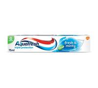 Aquafresh Dentifricio al fluoro fresco e mentato, tripla protezione, ricostruisce la forza dello smalto, aiuta a proteggere le gengive e rinfresca l'alito, 75 ml